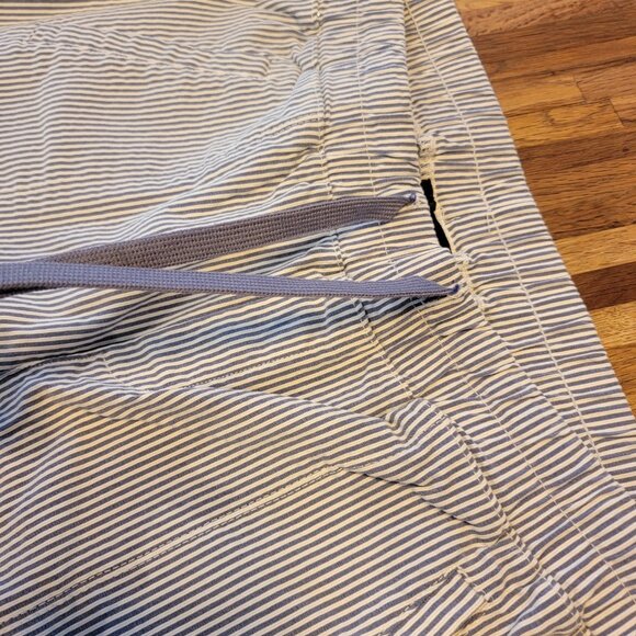 Shinestar Blue/White Stripe Seersucker Elastic Waist Drawstring Summer Slacks/Pa - Picture 5 of 11